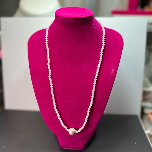 Rainbow moonstone and pearl necklace with sterling silver clasp - Picture 6 of 12